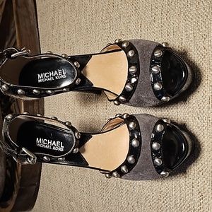 Women black with silver studs Michael Kors  heels 6.5 M US